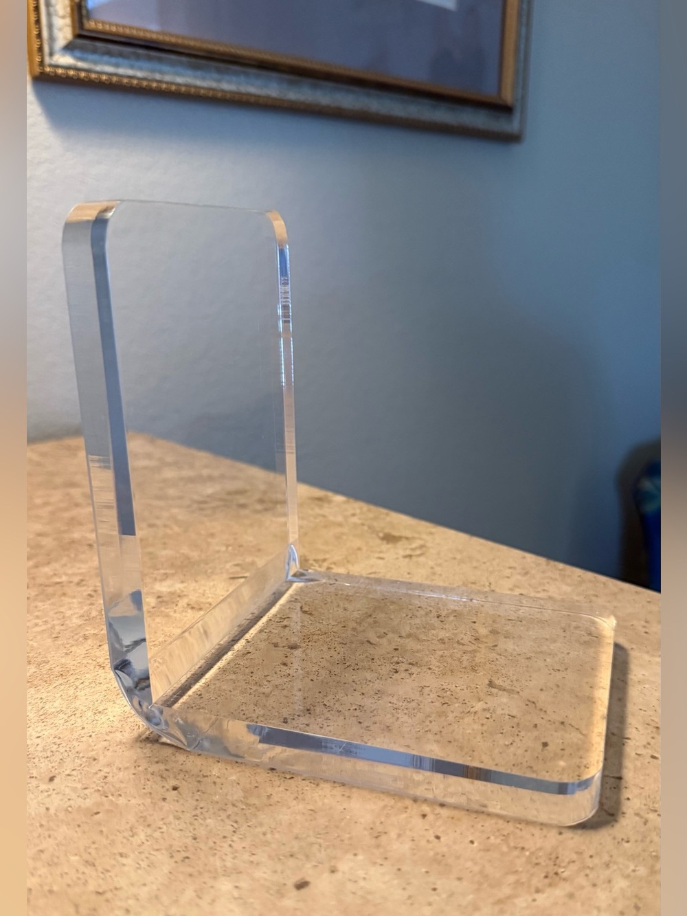 Vintage Clear Lucite L-Shaped Bookend 1/2" Thick Acrylic Single